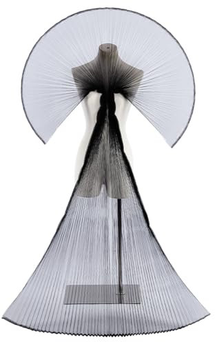 FINGERINSPIRE 1.82 m Weißer Organza Netz Plissee Stoff 1.6 m Breit Gerüschter Spitzenbesatz Plissierter Spitzenstoffbesatz Chiffon Tüll Rüschenspitze Zum Nähen Für Kleider Taschen Kostüme Dekoration