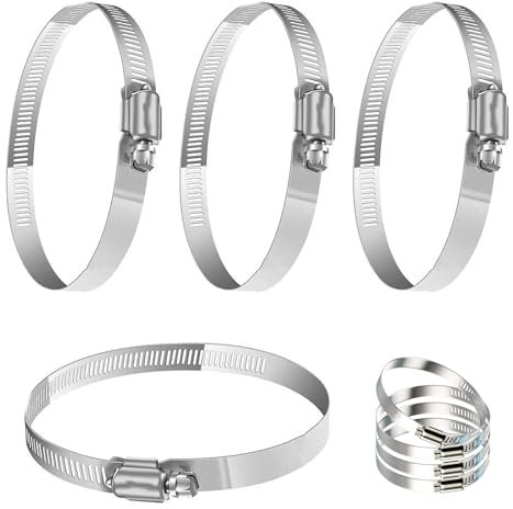 Abrazaderas de Manguera, 194-216mm Abrazaderas de Manguera de Acero Inoxidable, 4 piezas Abrazaderas de Manguera de Acero Inoxidable Ajustables, para Tuberías y Aplicaciones Mecánicas