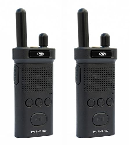 Kit of 2 portable radio stations PNI PMR R60 446MHz, 0.5W, 16 programmable channels, 16 PMR and 50 CTCSS and 104 DCS tones, Scan, key lock, SOS, Monitor, 1200mAh battery