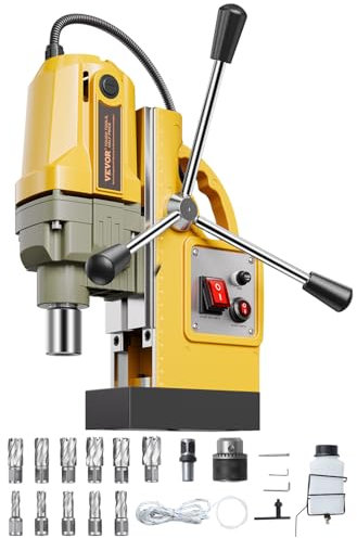 VEVOR Trapano Magnetico a Colonna Elettrico Portatile, Motore da 1400 W, Diametro Foratura 40 mm, con 11 Punte per Carotaggio, Velocità di 800 giri/min, Macchina per Perforazione Metallo