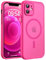 TOCOL für iPhone 12 Hülle für Magsafe, Vollständiger Kameraschutz Stoßfest Kratzfest Transluzente Rückseite Magnetisch Handyhülle für iPhone 12 Case, Heißes Rosa