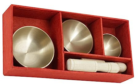 TOYANDONA Schüssel Mit Handgemachten Tibetischen Meditationsschalen Und Minischalen Mit Stab Für Klangtherapie Und Yogapraxis Inklusive Aufbewahrungsbox Für Reisen Und Urlaub