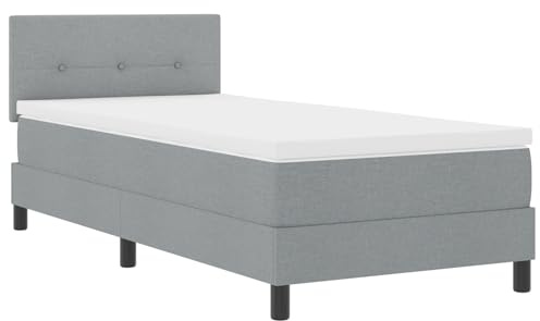 vidaXL Boxspringbett mit Matratze Hellgrau 90 x 190cm Stoff Langlebig Kompakt Elegant Bettwäsche Sofa Platzsparend Schlafzimmer Modern Bequem Für Stauraum Umwandelbar Multifunktionales Möbel Gemütlich