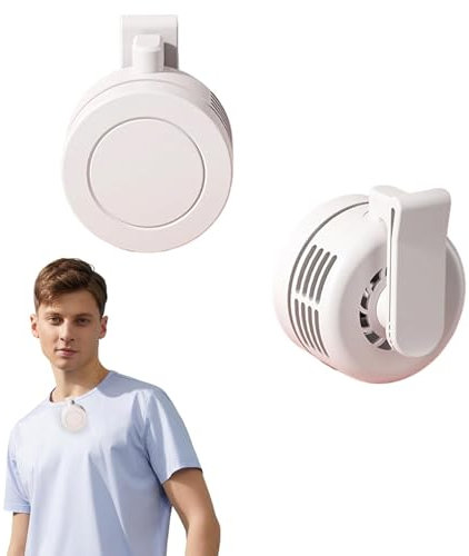 Portable Mini Clip Fans, Clip On Fan for Clothes, 360 ° Rotation Electric Fan with 3 Speeds, Waist & Neck Wearable Cooling Fans, Bladeless, USB Rechargeable, for Outdoor Travel Office Hiking (white)
