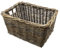 Rattan Aufbewahrungkorb rechteckig shabby grau - 44 x 33 cm - Regalkorb aus Weide geflochten mit Griffen - Holzkorb Weidekorb Rattankorb Holz Deko Korb Bad Regal Schrank Organizer