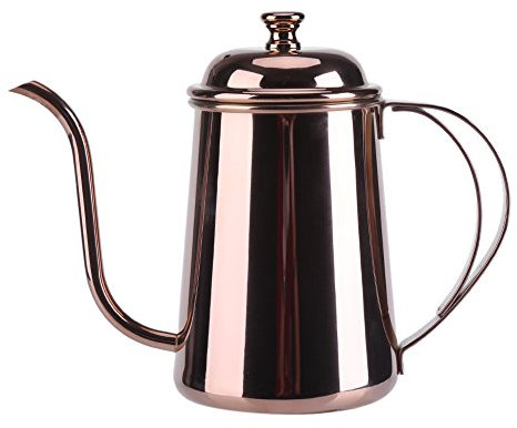 QWUUYEC 650ML Stainless Steel Gooseneck Kettle - Premium Coffee & Tea Drip Pot with Ergonomic Handle for Brewing at Home (Rose Gold)