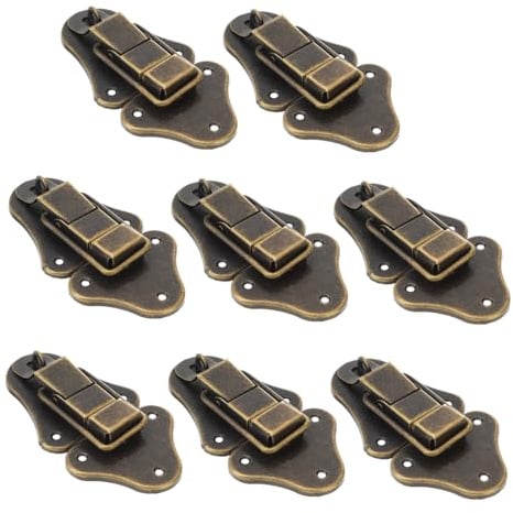 SHINEOFI 8pcs Antique Duckbilled Toggle Hasp Latch for Wooden Box Tin Box Lock Decorative Iron Clasp with Screws Vintage Style for Toolbox Wine Cabinet