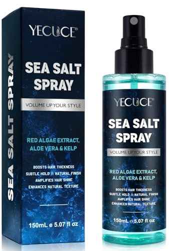 Sea Salt Spray for Hair Men - Texturizing & Thickening with Kelp, Aloe Vera & Red Algae, Adds Instant Volume, Texture, Thickness, & Light Hold, Styling Spray-5 oz., Blue