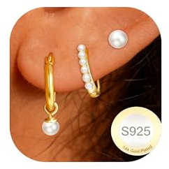 AVOTTO 3 Paires Boucles D'oreilles femme Argent Hypoallergénique Boucle d oreille Femme or Argent Huggie Clou Creoles D'oreille Piercings