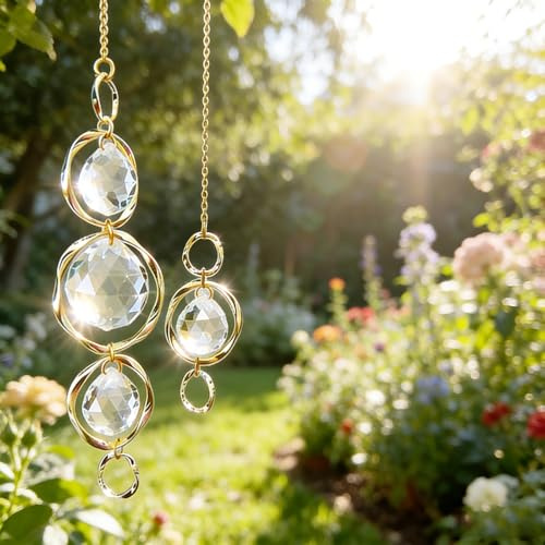 WTpin 2 Stück Sonnenfänger Kristall Fenster Deko Suncatcher Lichtfänger | Hängedeko Outdoor Lichtspiel Windspiel,Sonnenkristall zum Aufhängen