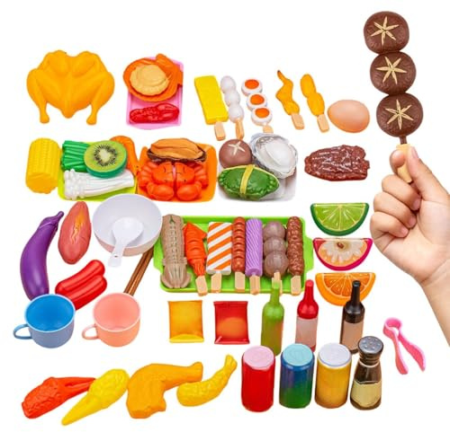 Kinder Grill Spielzeug - Bunte Spielküche Zubehör | Camping Spielzeug Set Mit Grillspießen | Ideal Für Rollenspiele Und Kochabenteuer | Ab 3 Jahren