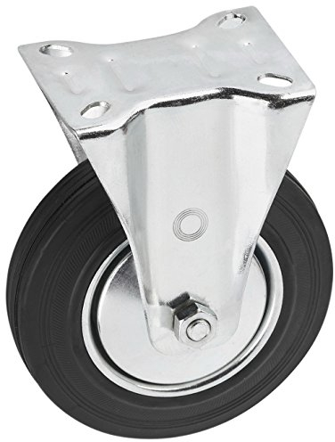 Metafranc 800600 Roulette fixe Ø 125 mm – Plaque 104 x 80 mm – Roue en caoutchouc plein – Surface de roulement souple – Roulement à rouleaux – Charge maximale 100 kg/Roulette de transport/Roulette