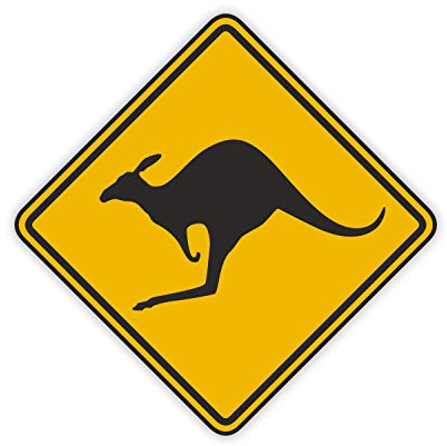 Aufkleber | Vorsicht Känguru | kfz580 | 15x15cm | außenklebend | Kangaroo-Sticker Auto-Aufkleber Australien | Waschanlagen-geeignet UV- und witterungsbeständig - vergilbungsfrei gelb
