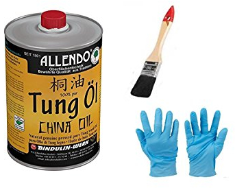 Tungöl - Holzöl - 100% biologisches Naturprodukt lebensmittelecht inkl. Pinsel zum Auftragen (500 ml)