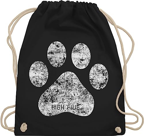 Turnbeutel Rucksack - Geschenk für Hundebesitzer - High Five Hunde Pfote - Unisize - Schwarz - tasche mit kordelzug pfotenabdrücke kinderrucksack tier hundefan paw turnsack gassi hundefans paws