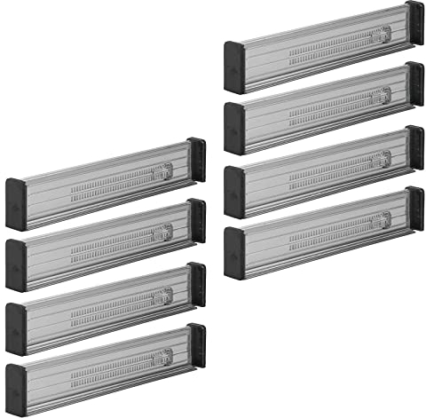 mDesign verstellbarer Schubladeneinsatz – praktischer Schubladen Organizer für Schränke und Kommoden – flexibler Schubladenteiler aus Kunststoff – 8er-Set – rauchgrau und schwarz