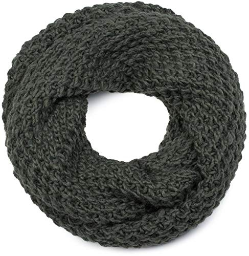 styleBREAKER Unisex Strick Loopschal grob gestrickt, Uni Schlauchschal, Winter Strickschal, Grobstrick Schal 01018157, Farbe:Oliv