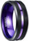 NUNCAD Damen Herren Ring Lila Schwarz Wolfram Verlobungsringe Partnerringe 8mm Violett Matt für Hochzeit Geburtstag Größe 62 (19.7)