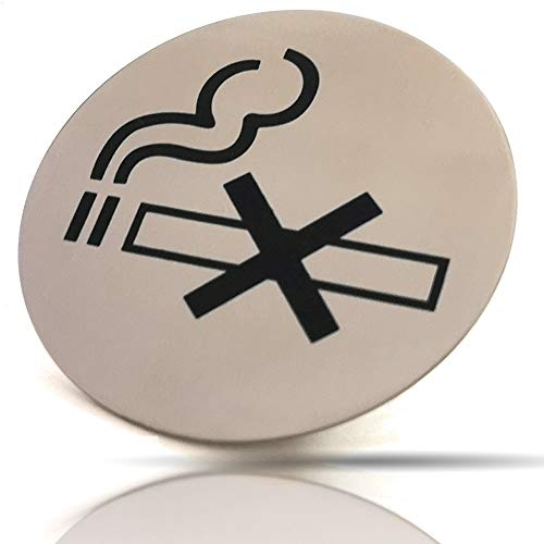 Kerafactum Rauchverbot Nicht Rauchen No Smoking Area Raucherfrei Information Hinweis Hinweisschild Türschild Rauchen verboten Rund aus Edelstahl matt glänzend Pictogramm rundes Schild Selbstklebend