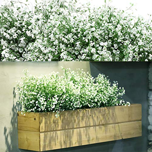 WILLBOND Lot de 12 arbustes artificiels décoratifs d'extérieur pour Arrangement Floral, Centre de Table, décoration de Jardin (Blanc)