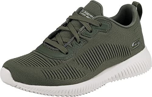 Skechers Damen BOBS Squad Tough Talk Sneaker, Dark Green Engineered Knit, 35.5 EU