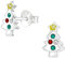 Tiny Sterling Silver Christmas Tree Earrings with Crystal
