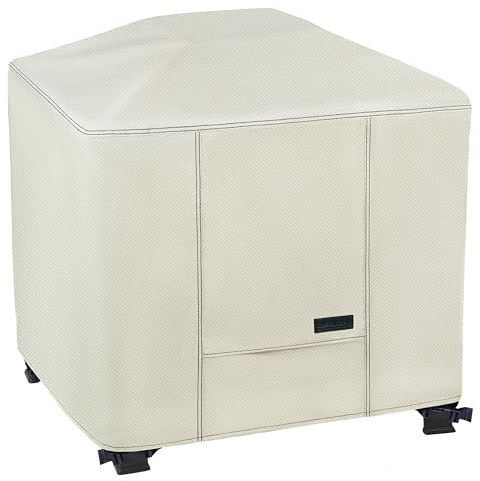 NettyPro Housse de brasero carrée de 127 cm - Imperméable et robuste - Pour table de foyer à gaz d'extérieur, beige