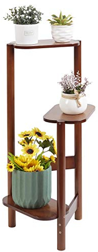 Medla Blumentreppe aus Bambus, 3 stufige Pflanzentreppe, Pflanzenregal Gartenregal für Wohnzimmer Balkon Garten Indoor Outdoor,32×75cm,Braun