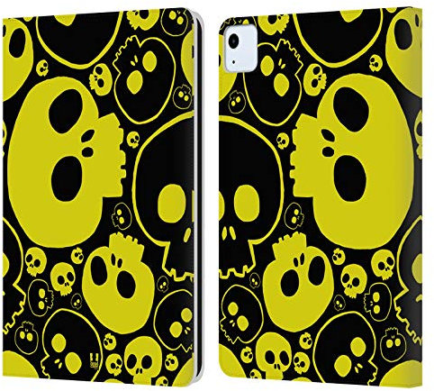 Head Case Designs Amarillo Calavera de Jazzy Carcasa de Cuero Tipo Libro Compatible con Apple iPad Air 2020/2022