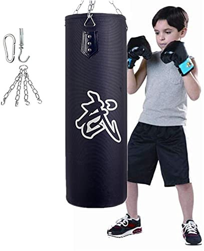 Boxsack Kinder Erwachsene Boxsack Hängend Set Leder Sandsack Boxen Sandsäcke 60CM/80CM/100CM/120CM/150CM für Boxtraining Sandsack MMA Training (Nicht gefüllt),Schwarz,80cm