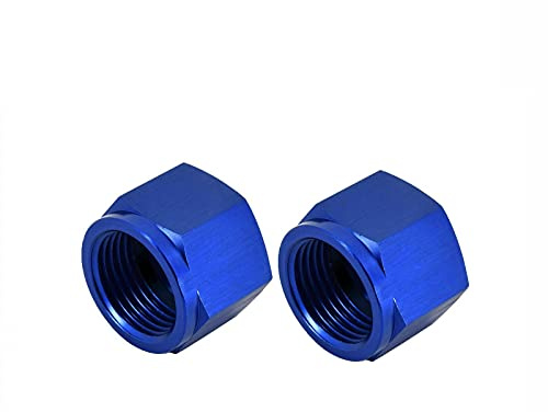 SUPERFASTRACING 2 Stück 10AN AN10 Buchse AN Flare Fitting Cap Block Off Nut Aluminium Blau