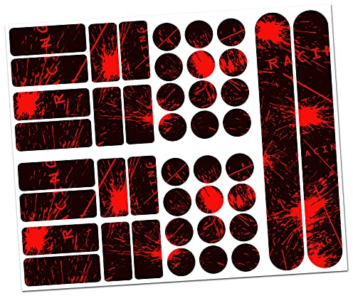 Finest Folia 34 Teiliges Fahrrad Rahmen Schutzfolie Folie Aufkleber Schutz MTB BMX Kette Lackschutzfolie R159 R160 (02 Racing Neon Rot)