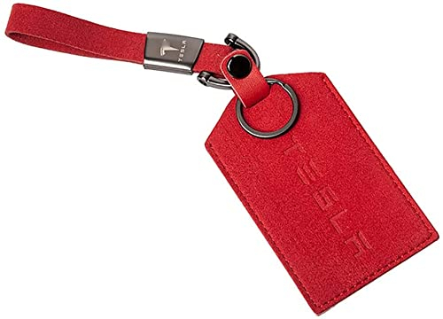 Echtes Leder Autoschlüssel Kartenhülle für Tesla Model 3 Y, Autoschlüssel Kartenhalter Schutzhülle Schlüsselanhänger Tasche Kette Schlüsselanhänger Set