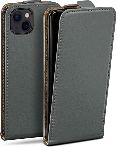 moex Flip Case for Apple iPhone 13 Mini Foldable with 360 Degree Protection, Mobile Phone Case with Screen Protector, PU Leather Mobile Phone Case, Flip Case Cover, Dark Grey