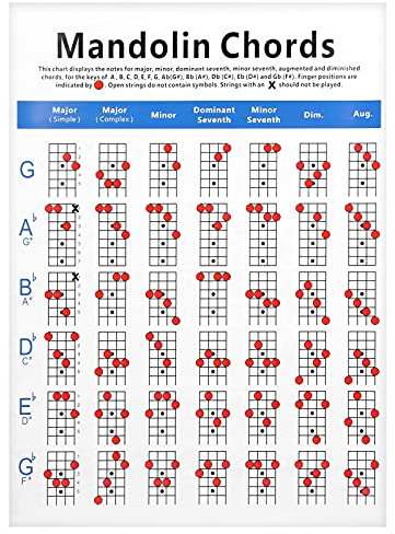 Mandolin Chords, Practical Mandolin Chord Poster for Beginners
