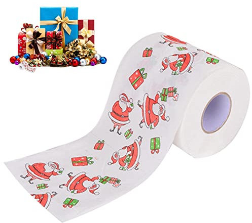 Voiakiu Papier Toilette de Noël, Papier Toilette Doux Père Noël, Rouleaux de Papier hygiénique en Tissu Fantaisie pour décorations de Noël