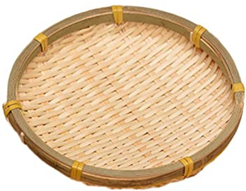 zalati Lot de 2 paniers ronds en bambou tissé à la main pour fruits et légumes, haricots, noix, collations - 16 cm