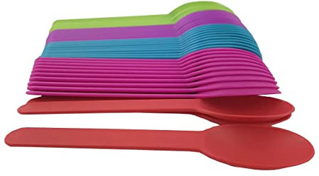 MMvolesy Lot de 50 cuillères à yaourt glacé en plastique à large poignée assortie à changement de couleur