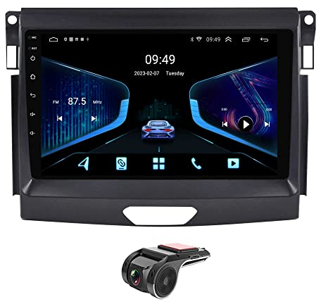Für Ford Ranger 2015-2020 Android 11 Autoradio Navi GPS DAB+Radio 9 Zoll HD Touchscreen Autoradio Bluetooth CarPlay Navigation WiFi,Mirrorlink,FM RDS Radio,mit Rückfahrkamera+Lenkradkontrolle DSP
