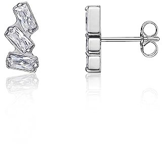 Limerencia Titan Ohrstecker für Damen Mädchen, G23 Hypoallergen Ohrringe (Dreifach-Baguette Edelstein)