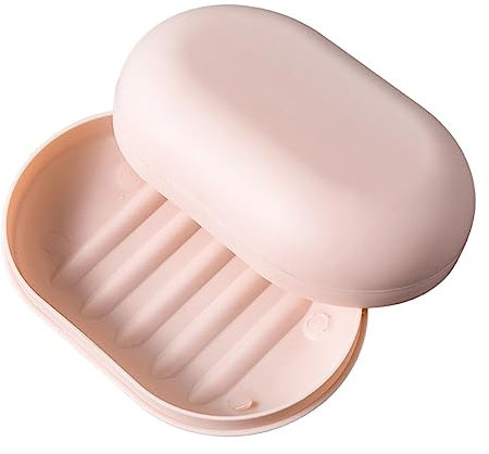 F Fityle Boîte à savon avec égouttoir et couvercle amovibles, porte-savon, porte-savon rectangulaire (, ROSE