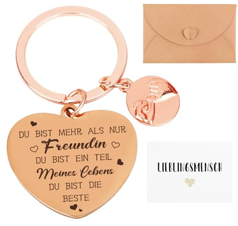 Fowecelt Freundschaft Geschenke Schlüsselanhänger Freundin: Schlüsselanhänger Beste Freundin mit Karte und Umschlag für Freundinnen zum Geburtstag Weihnachten Abschiedsfeier
