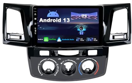 SXAUTO Android 14 IPS 9 Zoll Autoradio für Toyota Fortuner Hilux Revo Vigo (2004-2014) - Eingebaut CarPlay/Android Auto - Rückfahrkamera KOSTENLOS - 2G+32G - Lenkradsteuerung DAB Fast-boot WIFI -2 Din