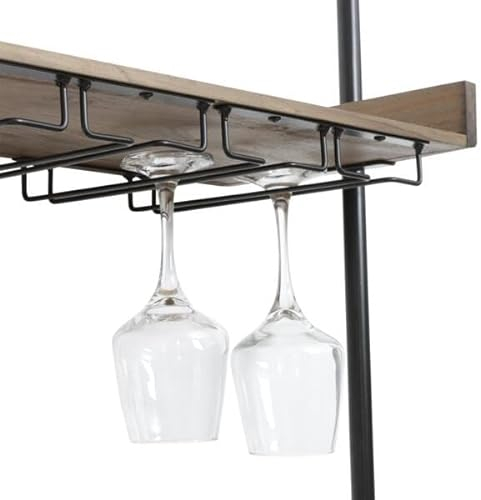 EMINZA Meuble Range-Bouteilles Mural Bois et métal 18 emplacements et Porte-Verres (H120 cm) Isaac Marron