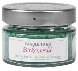 Candle Factory Candle TO GO Duftkerzen aus pflanzlichem Stearin im modernen Schraubdeckelglas, ca. 20h Brennzeit, Duft: Birkenwald