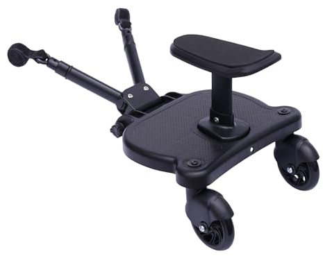 Buggy Board für alle Kinderwagen, Universal Kiddy Board mit Sitz, Trittbrett Mitfahrbrett Universal passend, mit einer maximalen Belastung von 55 Pfund, Schwarz