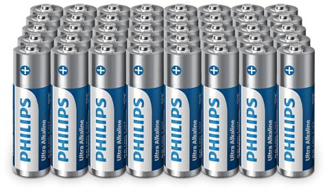 Philips Ultra AA Alkaline Batterie, Potenza duratura per telecomandi, giocattoli e orologi, Confezione da 40