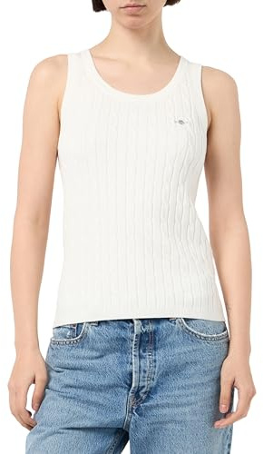Gant Damen Stretch Cotton Cable Tank Top Pullover, Eggshell, S EU