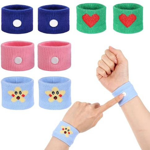 Amaxiu 4 Paar Linderung Reisekrankheitsbänder, Armband zur Vermeidung von Seekrankheit Flugkrankheit Übelkeit Vertigo Essentials Akupressur Reisekrankheitspflaster für Kinder und Erwachsene(C)