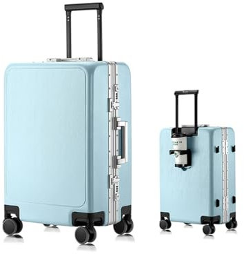 Meoky Hartschalenkoffer großer Koffer 4 Räder leicht TSA Ausgestattet mit einem faltbaren Getränkehalter,4,24in